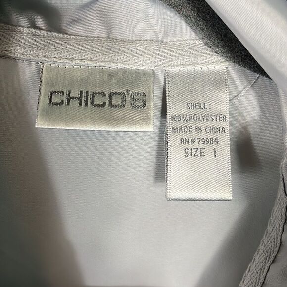 Chico’s Size 1 or Medium Gray Windbreaker Adjustable Waist - Picture 3 of 7